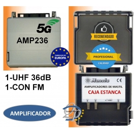 Amplificador Mastil UHF 36dB +FM